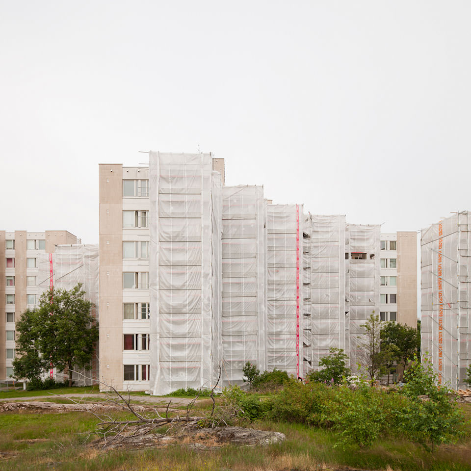 Verhülltes Haus in Helsinki