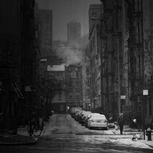 Winterliche Straße in New York