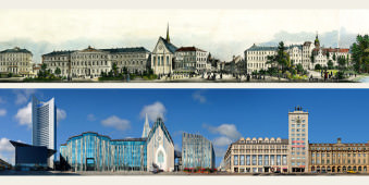 Der Augustusplatz am Leipziger Ring, früher und heute
