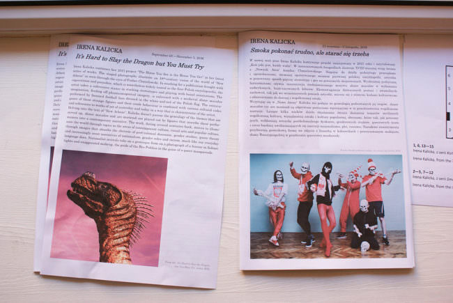 Ansicht zweier A4 Zettel mit Ausstellungsinformation und jeweils einem Farbbild.