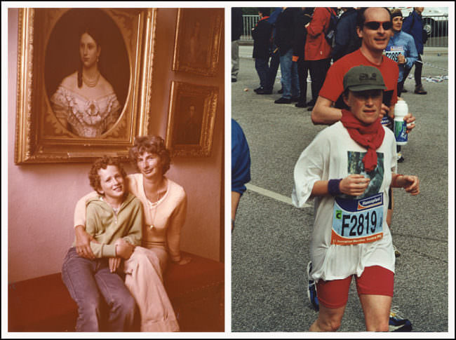 Diptychon von einer Frau mit Kind und einer Marathonläuferin