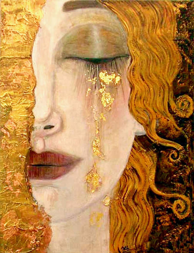 Frau mit goldenen Tränen