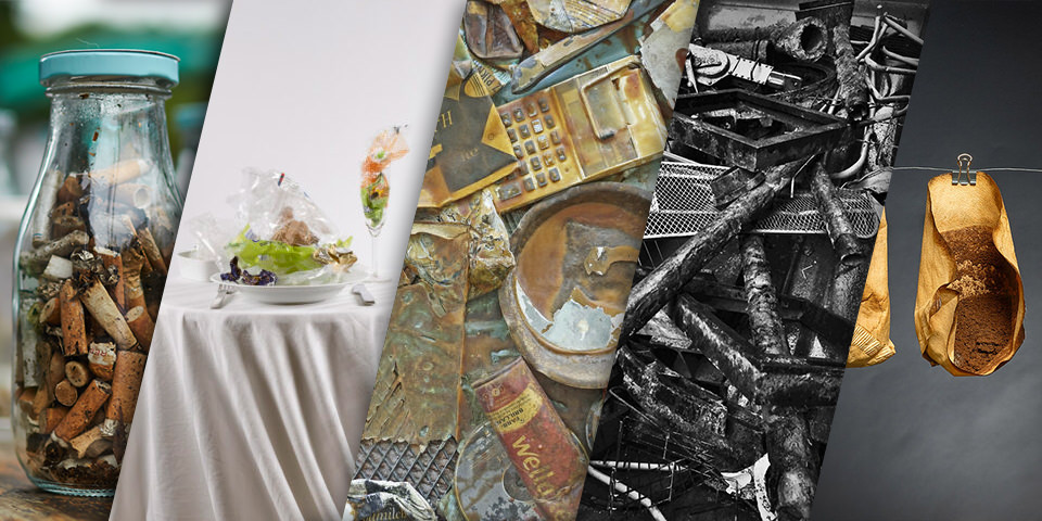 Collage aus verschiedenen Aufnahmen von Müll