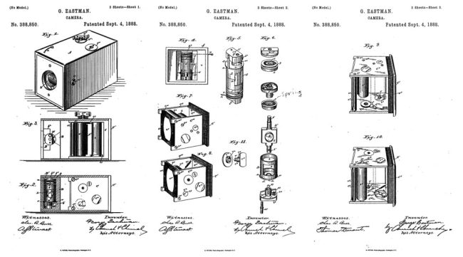 Patentzeichnungen einer Kamera.